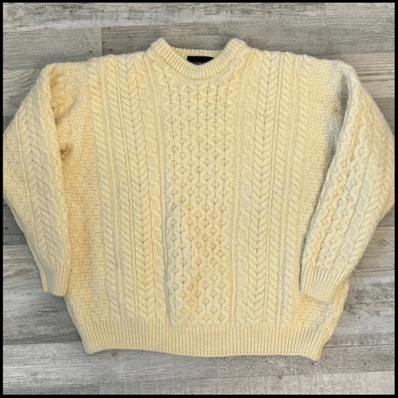 rue saint patrick Other - Rue Saint Patrick 100% Wool Ivory Cable Knit Mens Sweater Size XXL Ireland